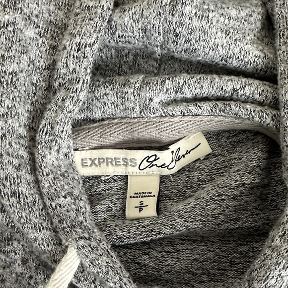 Express One Eleven Heather Gray Knit Pullover Women's Hoodie - Picture 4 of 6